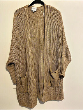 GILLI Open Front Knit Cardigan Brown Size Medium